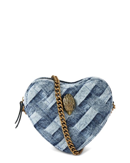 Kurt Geiger Blue Kensington Heart Denim Crossbody Bag