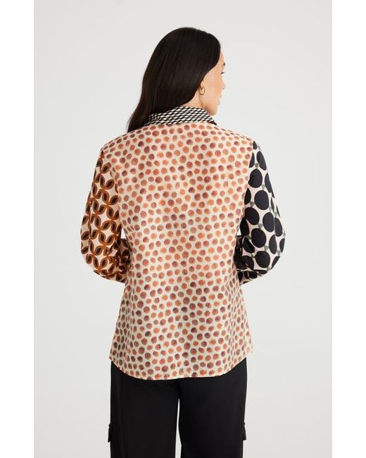 Brave+True Multicolor Lucy Print Colorblock Button-Up Shirt
