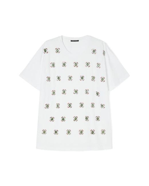 Marina Rinaldi White Reed Embellished Cotton T-Shirt