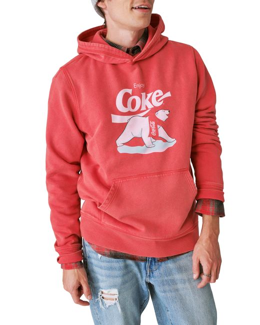 Lucky Brand Red Coca-cola Polar Bear Cotton Graphic Hoodie for men