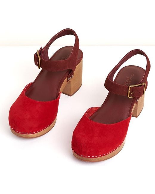 Charlotte Stone White Maud Ankle Strap Platform Clog