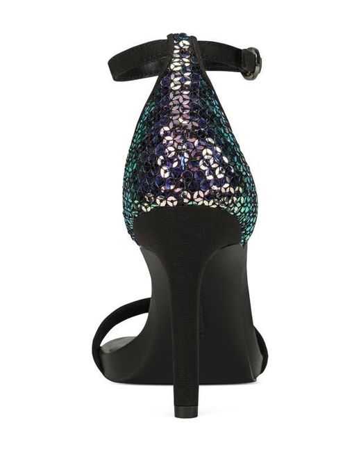Karl Lagerfeld Black Kenz Sequin Ankle Strap Sandal