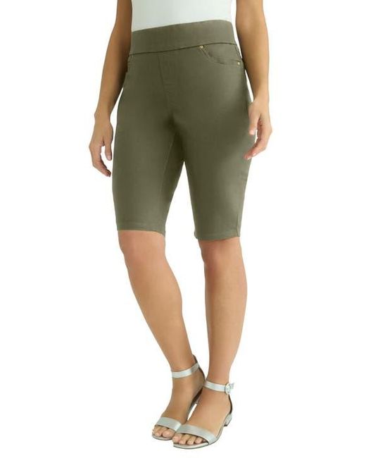 Jessica London Green Comfort Waist Stretch Denim Bermuda Short