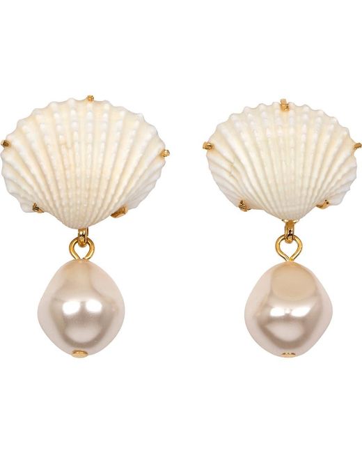 Jennifer Behr Natural Isola Shell & Faux Pearl Drop Earrings