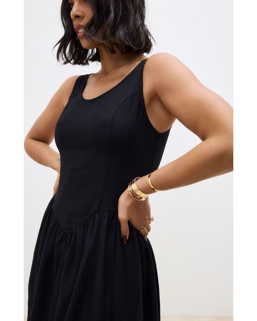 Next Blue Linen Blend Sleeveless Fit & Flare Minidress