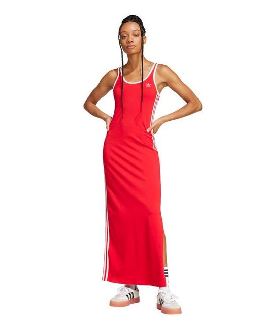 Adidas Originals Red Adicolor 3-Stripes Maxi Dress