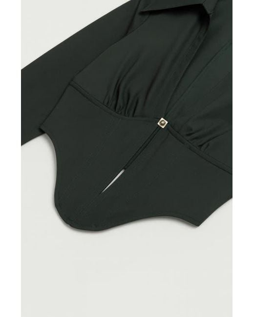 Nocturne Green Sculpted Deep-V Corset Blouse