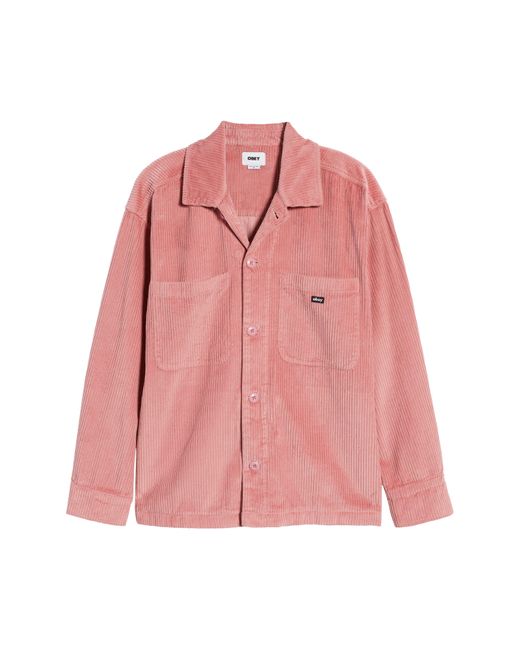 Obey Red Monte Corduroy Button-up Shirt Jacket for men