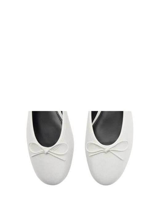 Mango White Buckle Strap Corduroy Ballerina Flat