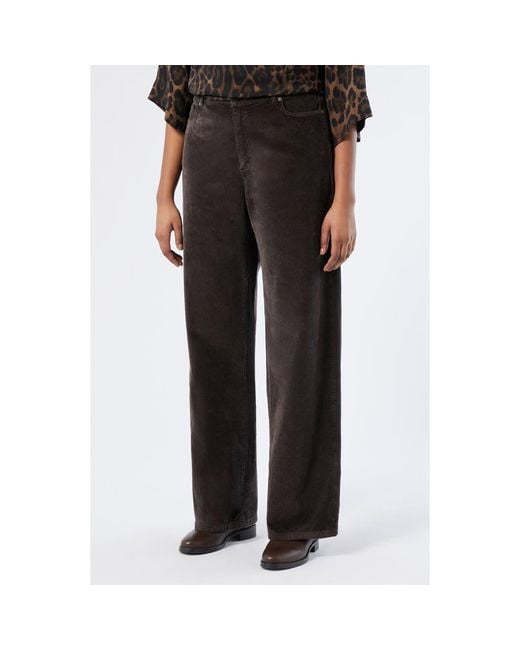 Marina Rinaldi Black Medea Wide Leg Corduroy Pants