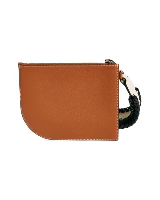 Strathberry Brown X Collagerie Leather Wristlet Pouch