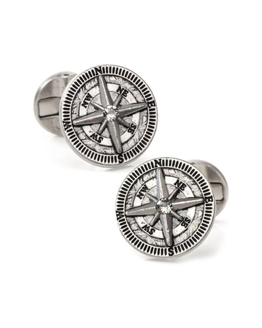 Cufflinks Inc. Metallic Compass Stainless Steel Cuff Links for men
