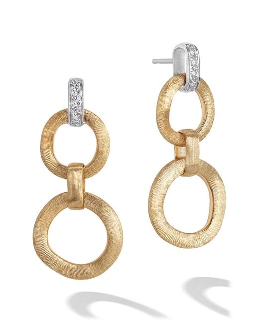 Marco Bicego Metallic Jaipur 18k Yellow Gold & Diamond Double Drop Earrings