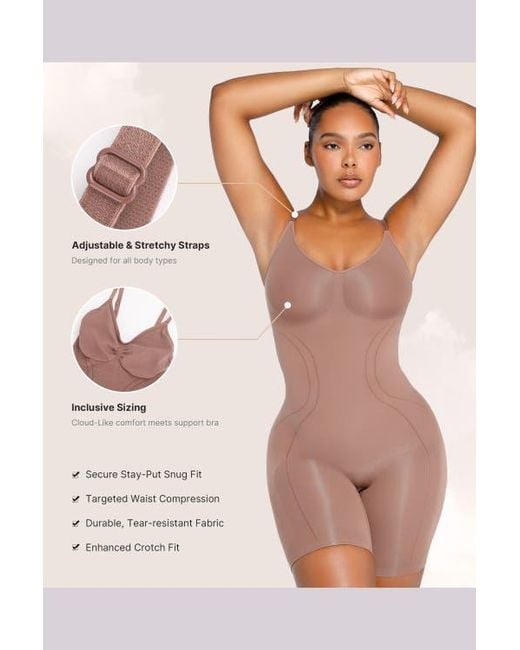 Shapellx Natural Seamless Mid-Thigh Full Shaping Bodysuit
