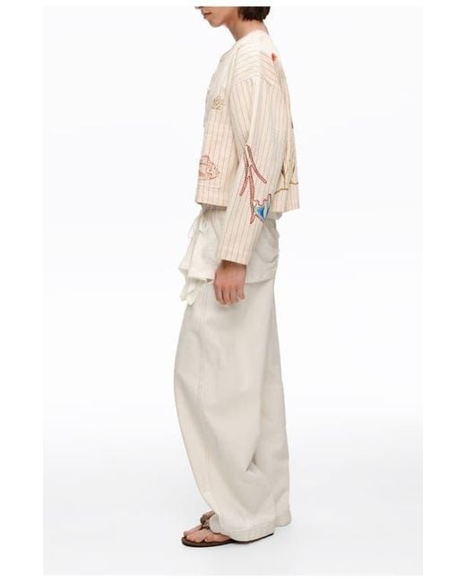Bimba Y Lola Natural Patchwork Cotton Cropped Jacket