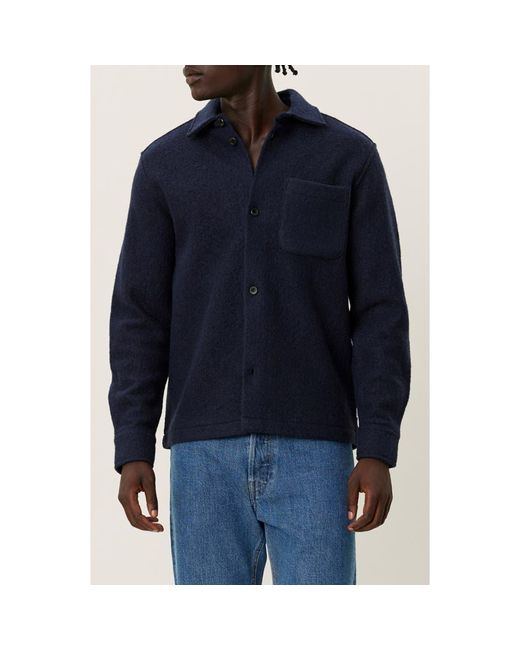 Les Deux Blue Kaleb Bouclé Shirt Jacket for men