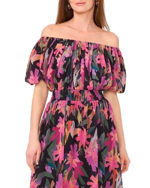 Vince Camuto Floral Off The Shoulder Puff Sleeve Maxi Dress in Red | Lyst