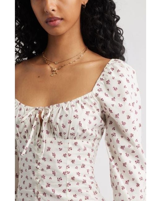 BP. White Long Sleeve Corset Cotton Crop Top