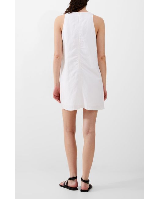 French Connection White Birdie Sleeveless Linen Blend Shift Dress