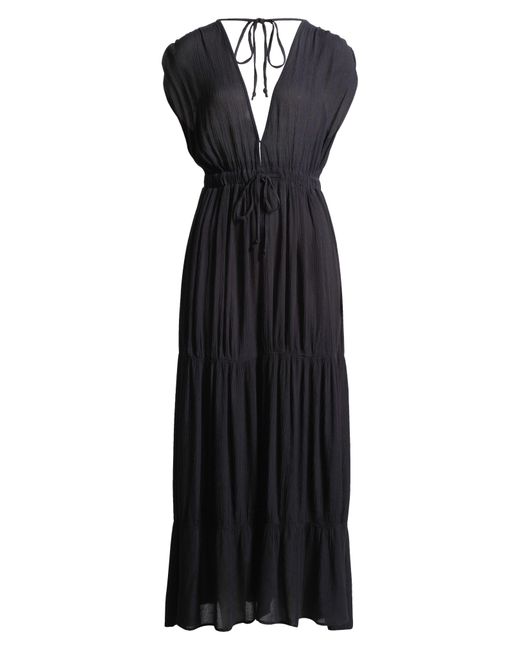 Elan Black Ruched Tiered Cover-up Maxi Dress