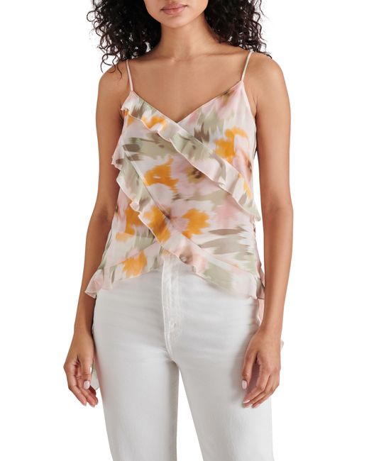 Steve Madden White Sal Abstract Floral Chiffon Camisole