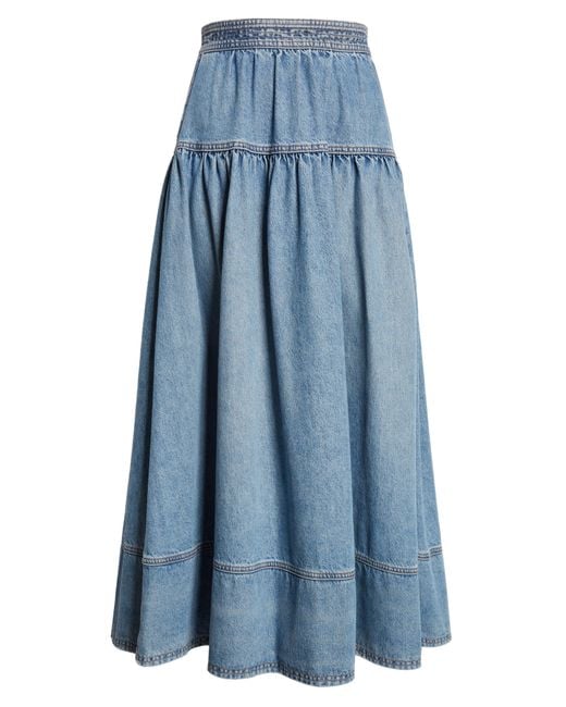 Ulla Johnson The Astrid Nonstretch Denim Skirt in Blue | Lyst