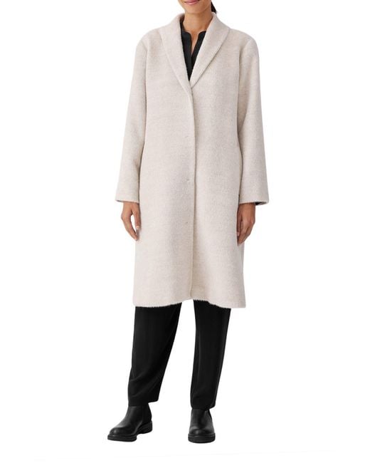Eileen Fisher Natural Shawl Collar Alpaca & Wool Blend Coat