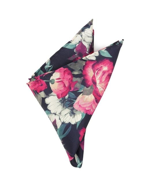 Cufflinks Inc. Pink Painted Floral Silk Pocket Square for men