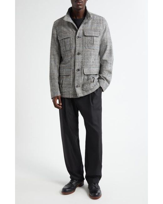 Herno Gray Glen Plaid Wool Blend Field Jacket for men