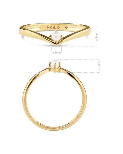 DEVATA Metallic Freshwater Pearl Wishbone Ring