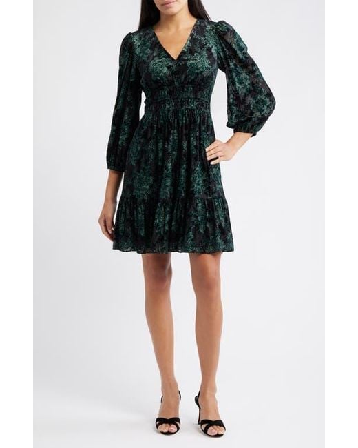 eliza j green velvet dress Eliza J Velvet Mock Neck Blouson Gown EJ1M9028