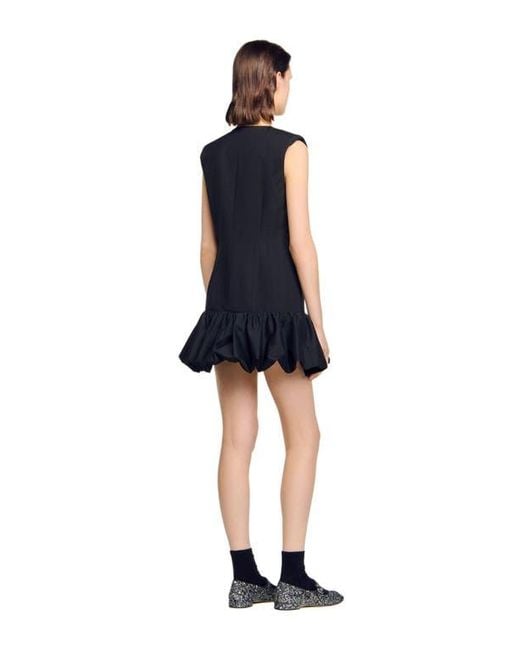 Sandro Blue Short Tailored Dress With Ruffle