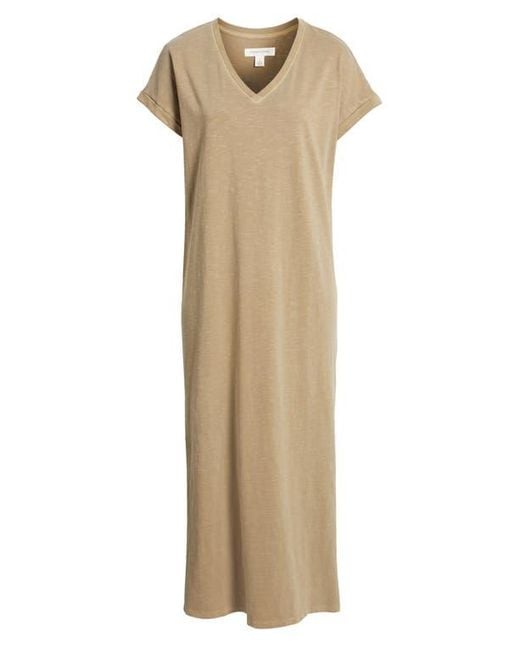 Treasure & Bond Natural Cotton V-Neck Maxi Dress