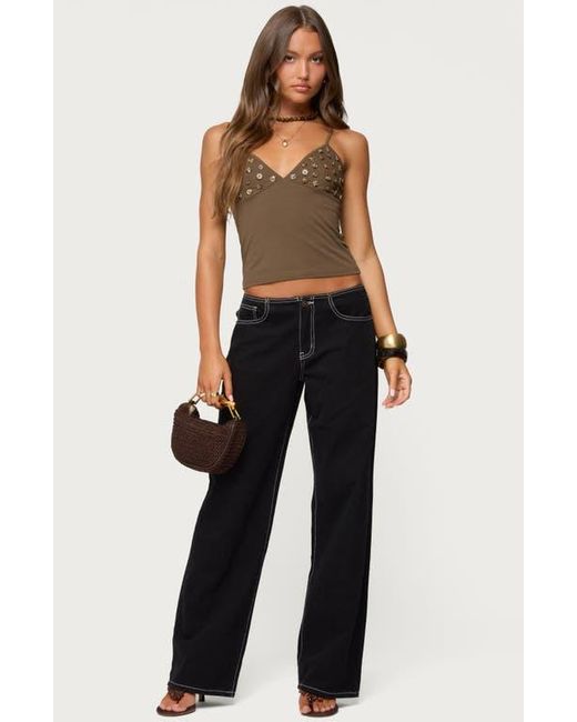Edikted Black Nora Button Camisole