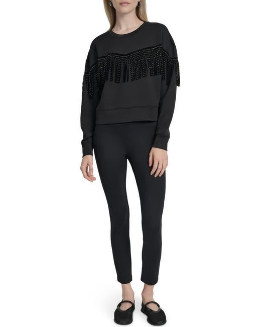 DKNY Black Stud Fringe Pullover