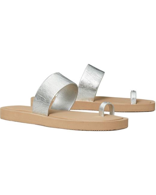 Tory Burch White Toe Loop Sandal