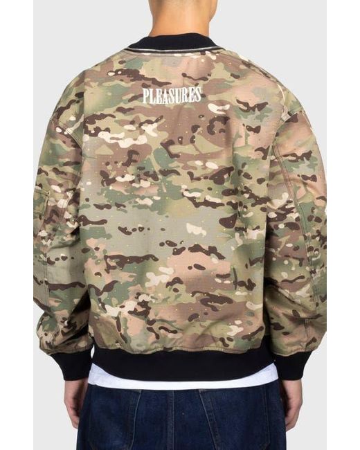 Pleasures Multicolor Rhinestone Embellished Print Cotton Bomber Jacket for men