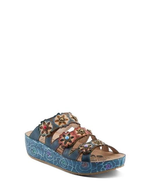 Spring Step Blue Cuddlecake Platform Wedge Slide Sandal