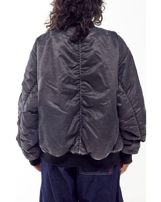 BDG Blue Oversize Reversible Bomber Jacket