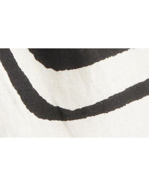 Mango Black Doty Print Linen & Cotton Straight Leg Pants