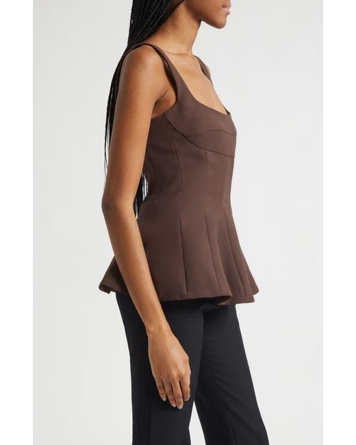 Stine Goya Structured Sleeveless Peplum Top in Brown | Lyst