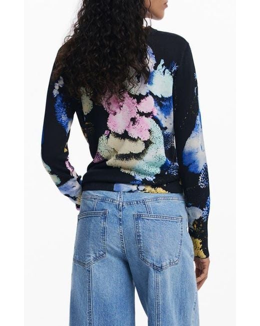 Desigual Blue Abstract Print Crewneck Sweater