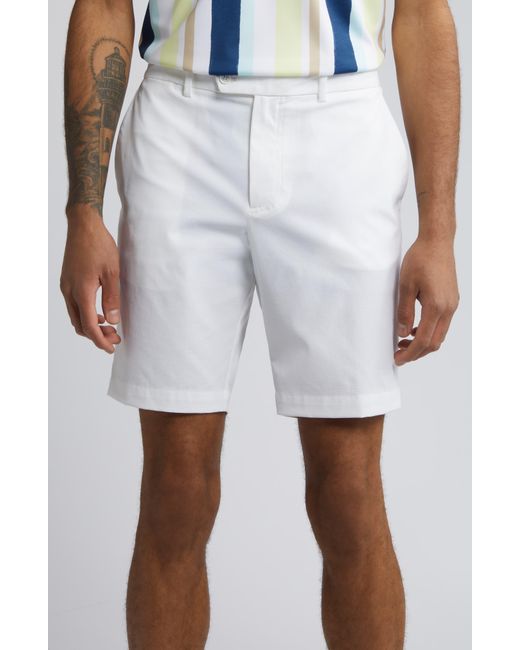 J.Lindeberg White Vent Tight Flat Front Performance Golf Shorts for men