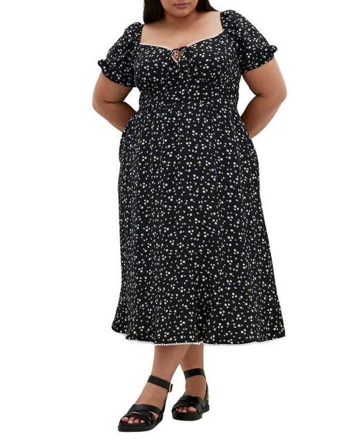 City Chic Black Dress Sky Floral Midi Dress