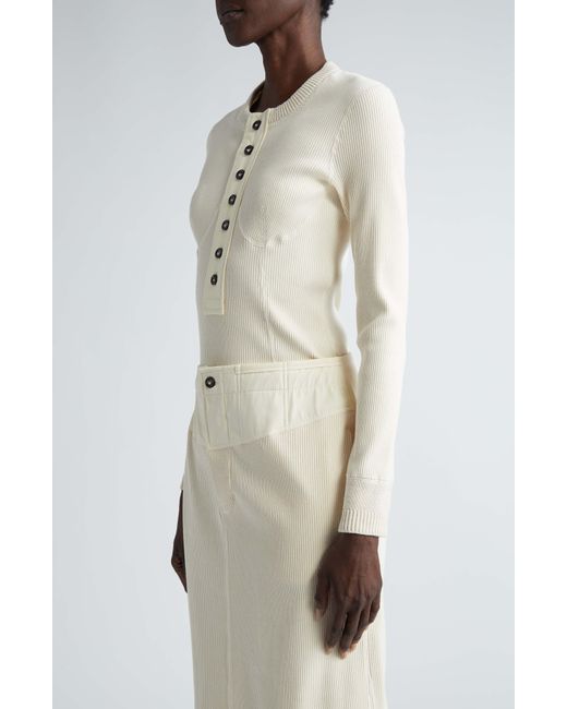 Bottega Henley Rib Top in White Lyst