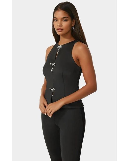 Bebe Black Bow Halter Neck Top