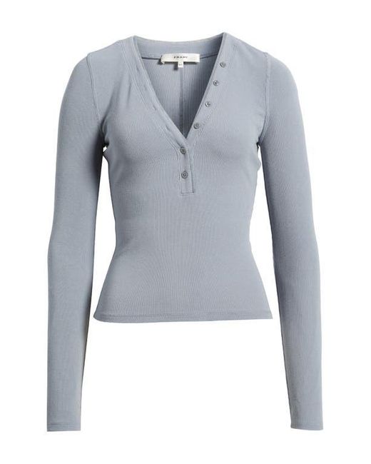 FRAME Blue The Mesh Trim Rib Henley