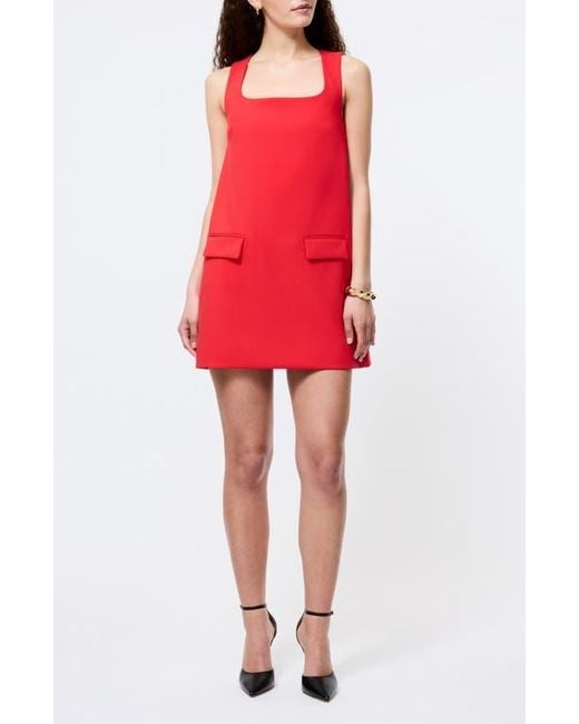 French Connection Red Square Neck Shift Minidress