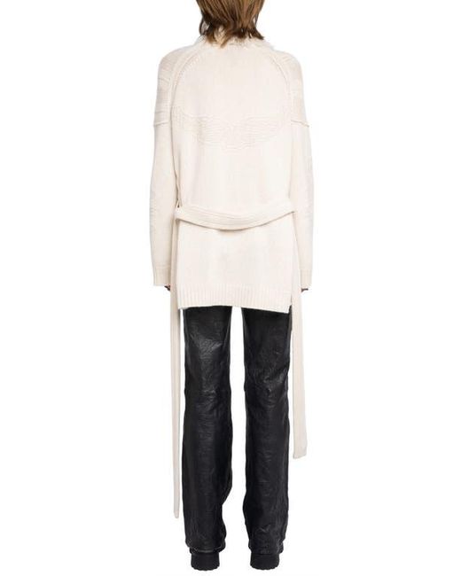 Zadig & Voltaire Natural Wool & Cashmere Wrap Cardigan