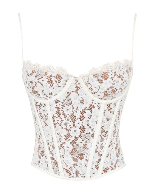 House Of Cb White Mila Floral Lace Underwire Corset Camisole